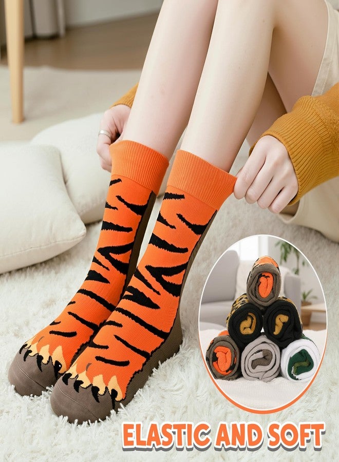 FreeNFond Funny Animal Paw Socks, Crazy Crew Socks for Kids Adult, Gag Gifts for White Elephant Gift Exchange (US, Alpha, One Size, Regular, Regular, Orange, Tiger) - Image 4